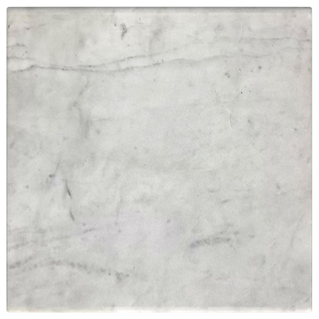 Ebby Square Genuine Marble Top Metal End Table White - What&