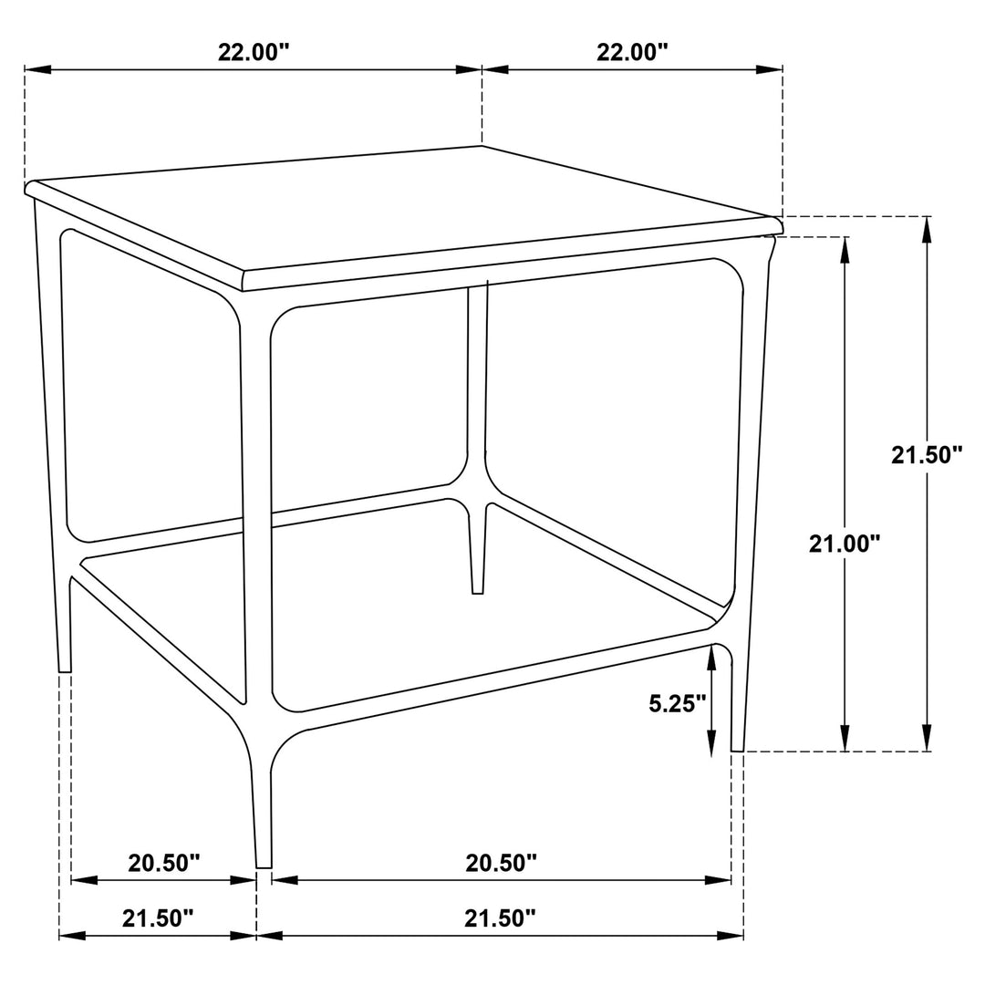 Ebby Square Genuine Marble Top Metal End Table White - What&