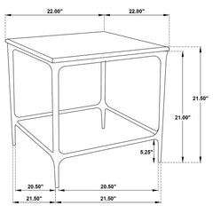 Ebby Square Genuine Marble Top Metal End Table White - What&