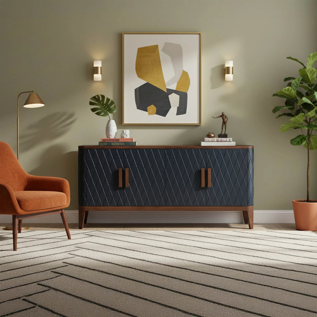 Eden Sideboard in Blackish Blue Medium Teak styled room setting - mango wood sideboard by LH Imports - Whats New Furniture Portland OR