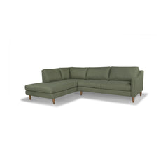 Edgewater Sectional in Montego Green fabric - angled three-quarter view - mid-century modern sectional - Whats New Furniture Portland OR
