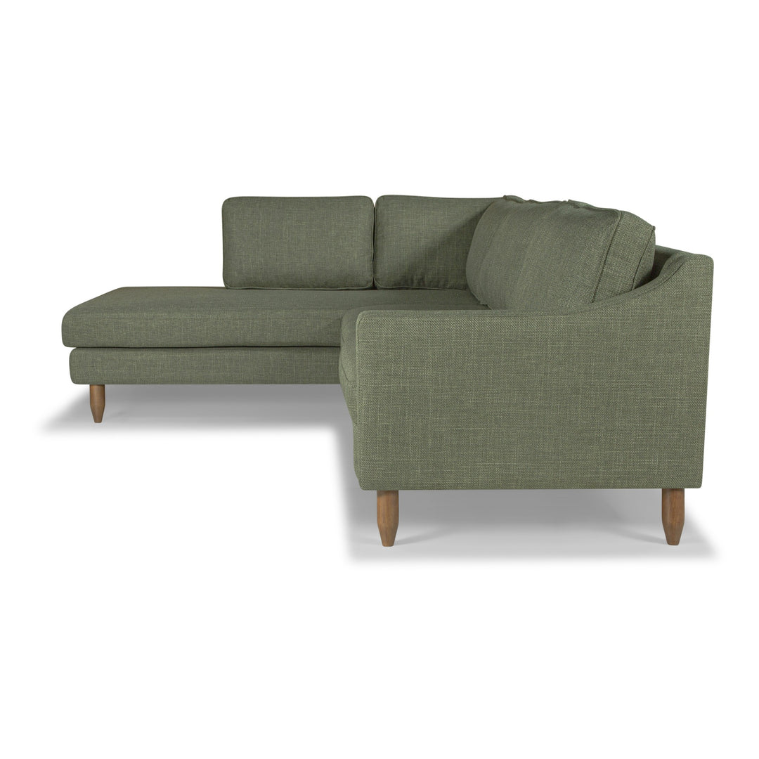 Edgewater Sectional in Montego Green fabric - side profile - mid-century modern sectional - Whats New Furniture Portland OR