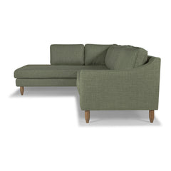 Edgewater Sectional in Montego Green fabric - side profile - mid-century modern sectional - Whats New Furniture Portland OR