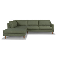 Edgewater Sectional in Canna Chocolate corner detail - mid-century velvet sectional private label - Whats New Furniture Portland OR