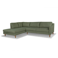 Edgewater Sectional in Canna Chocolate side view - mid-century velvet sectional private label - Whats New Furniture Portland OR