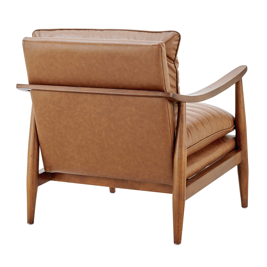 Edmond Faux Leather Accent Arm Chair in Vintage Cider alternate angle - faux leather accent chair by NPD - Whats New Furniture Portland OR