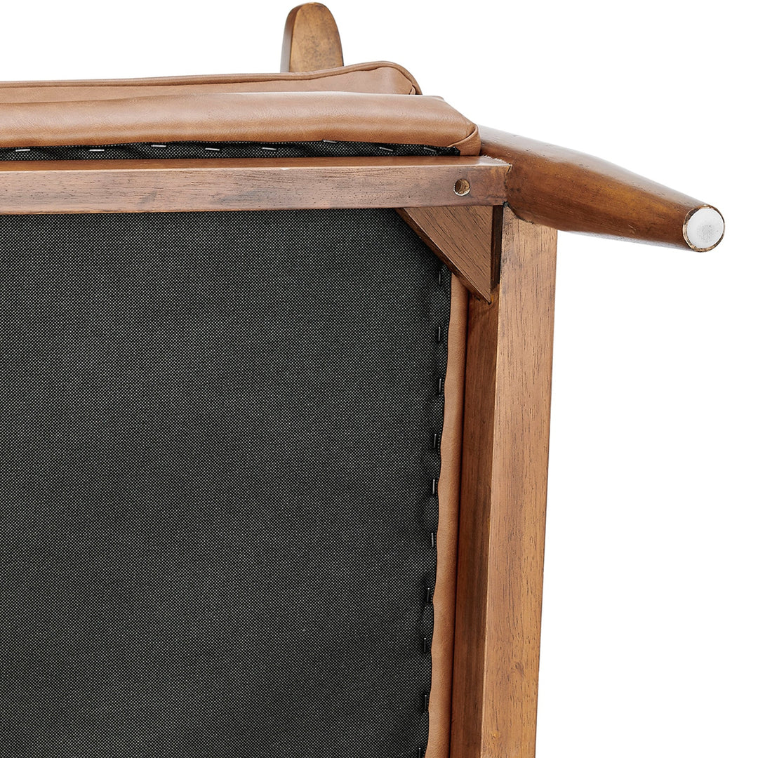 Edmond Faux Leather Accent Arm Chair in Vintage Cider back detail - faux leather accent chair by NPD - Whats New Furniture Portland OR