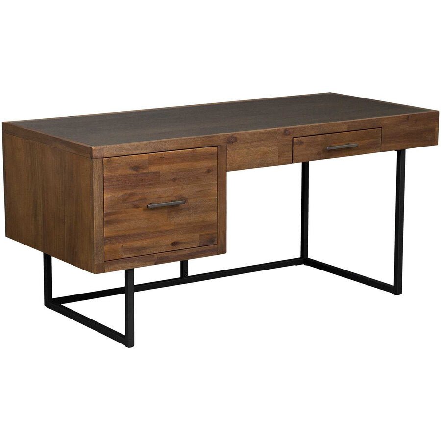 Elbert Desk in Glass Distressed Wood - glass top distressed desk by Unique Furniture - Whats New Furniture Portland OR
