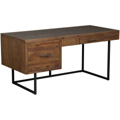 Elbert Desk in Glass Distressed Wood - glass top distressed desk by Unique Furniture - Whats New Furniture Portland OR