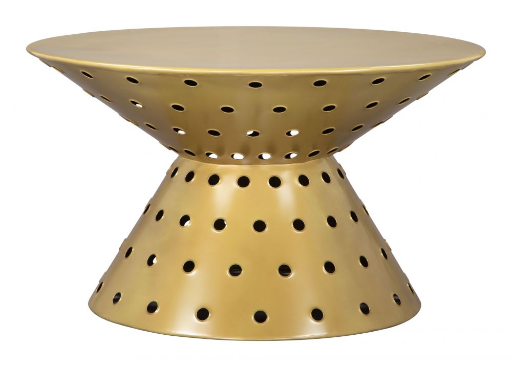 Electron Coffee Table in Gold side angle - gold coffee table by Zuo - Whats New Furniture Portland OR