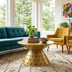 Electron Coffee Table in Gold alternate lifestyle setting - gold coffee table by Zuo - Whats New Furniture Portland OR