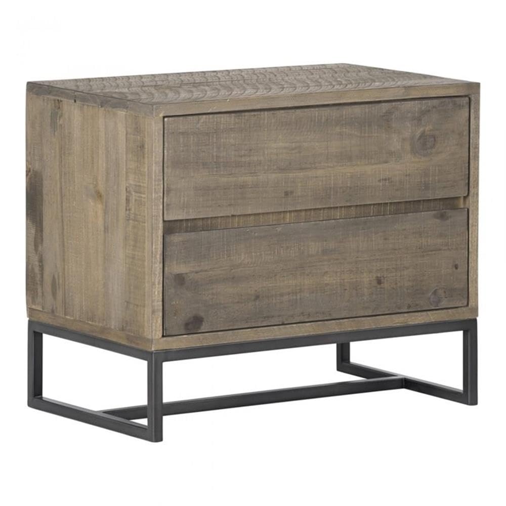 Elena Nightstand in Solid Pine side angle - solid pine nightstand by Moe&