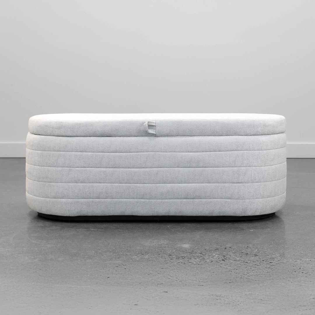 Elio Storage Bench in Platinum alternate front view - upholstered storage bench by LH Imports - Whats New Furniture Portland OR