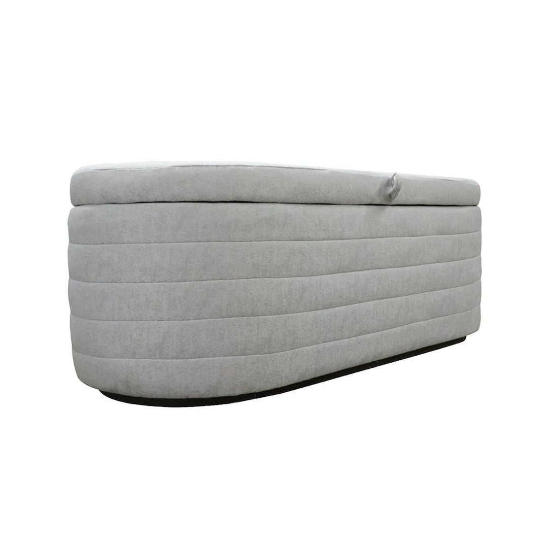 Elio Storage Bench in Platinum side angle - upholstered storage bench by LH Imports - Whats New Furniture Portland OR