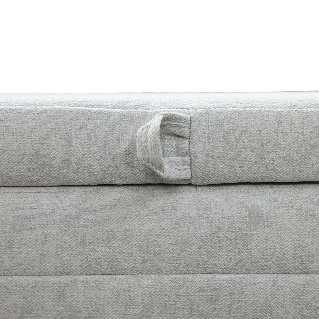 Elio Storage Bench in Platinum handle detail - upholstered storage bench by LH Imports - Whats New Furniture Portland OR