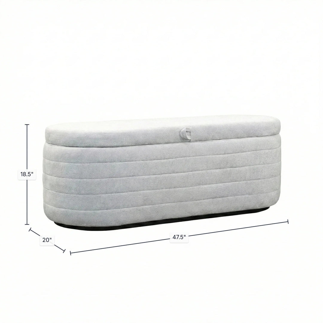 Elio Storage Bench in Platinum spec sheet - upholstered storage bench by LH Imports - Whats New Furniture Portland OR