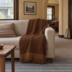 Elira Throw - Brown Wool &amp; Cotton in Brown styled in a Portland home - Whats New Furniture