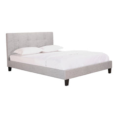 Eliza King Bed Frame in Light Grey side angle - tufted upholstered king bed by Moe&
