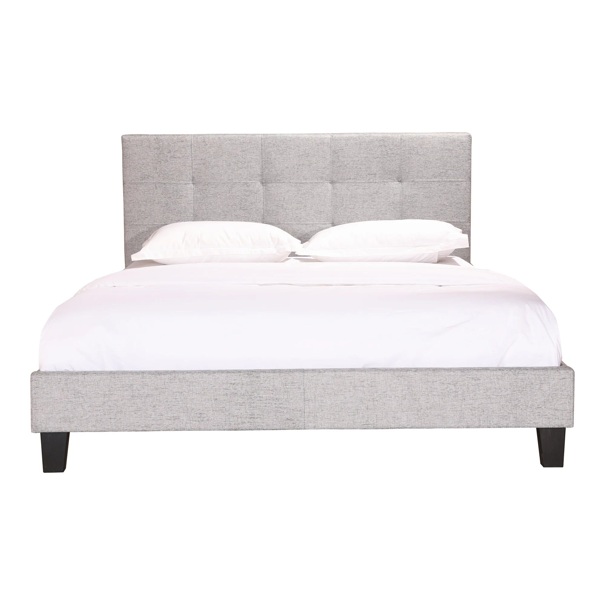 Eliza King Bed Frame in Light Grey - tufted upholstered king bed by Moe's - Whats New Furniture Portland OR