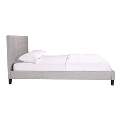 Eliza King Bed Frame in Light Grey side view - tufted upholstered king bed by Moe&