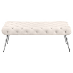 Ella Upholstered Tufted Bench Stainless Steel Legs Ivory - What&