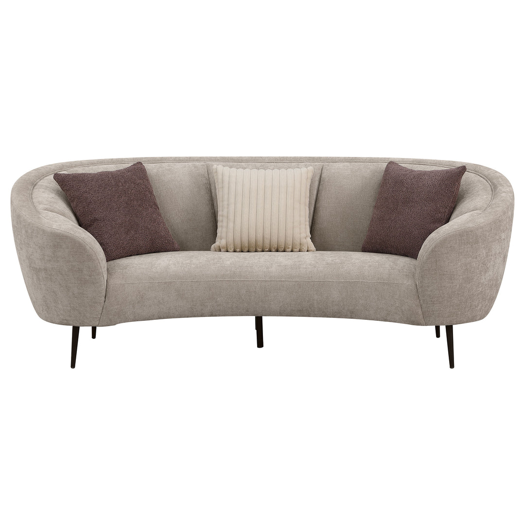 Ellorie Upholstered Channel Back Curved Sofa Beige - What&