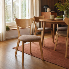 Elowen Wood Dining Side Chair Light Walnut Set Of 2 styled in Portland 1960s Garden Home ranch living room - What&