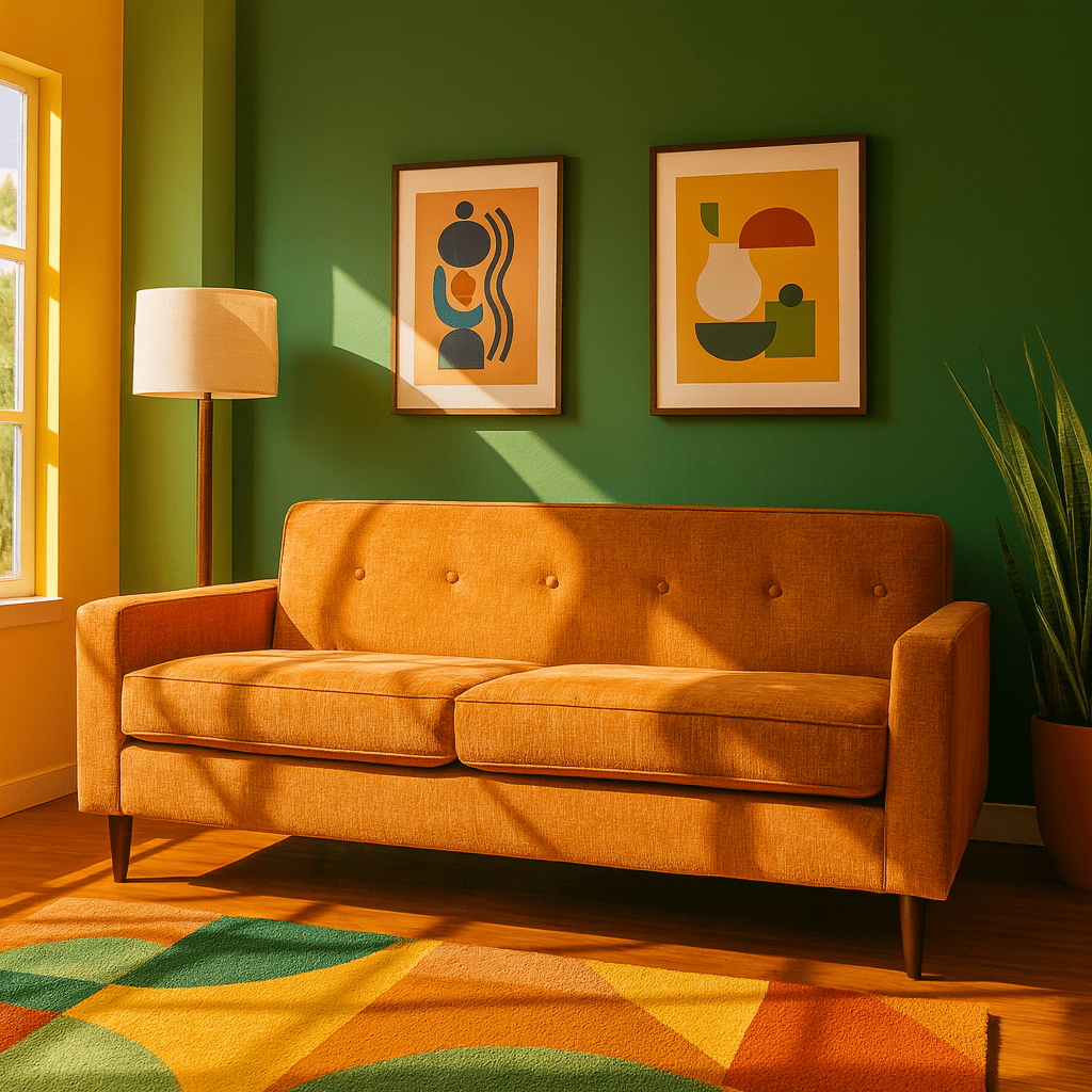 Elroy Loveseat in Nile Pumpkin room setting - loveseat by Stylus - Whats New Furniture Portland OR