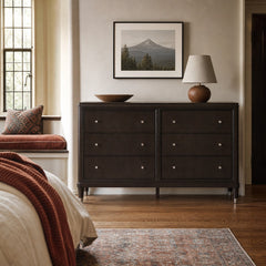 Emberlyn 6 Drawer Dresser Brown styled in Portland Laurelhurst Tudor cottage living room - What&