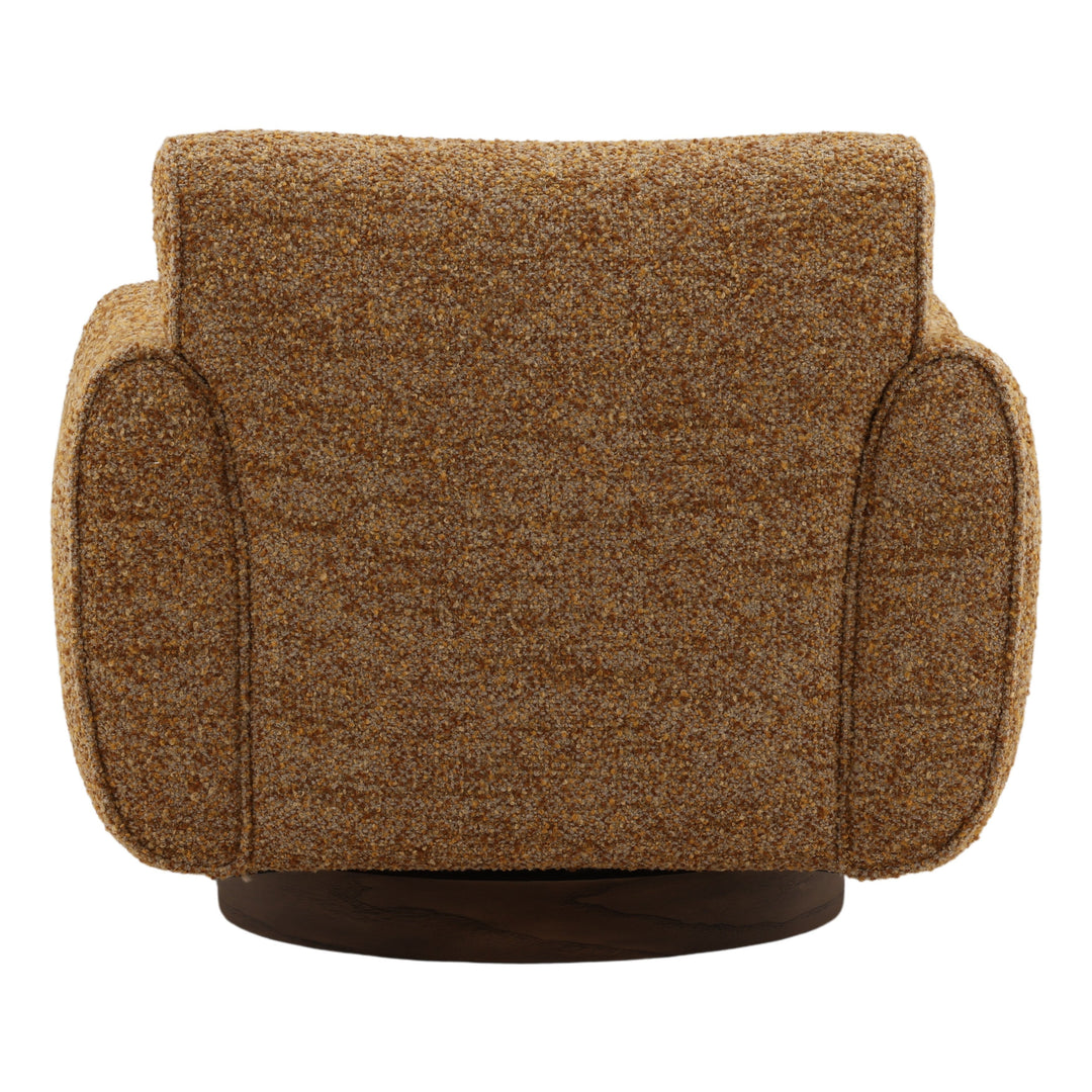 Ercilia Swivel Chair in Ginger back studio view - bouclé swivel chair by Dovetail - Whats New Furniture Portland OR