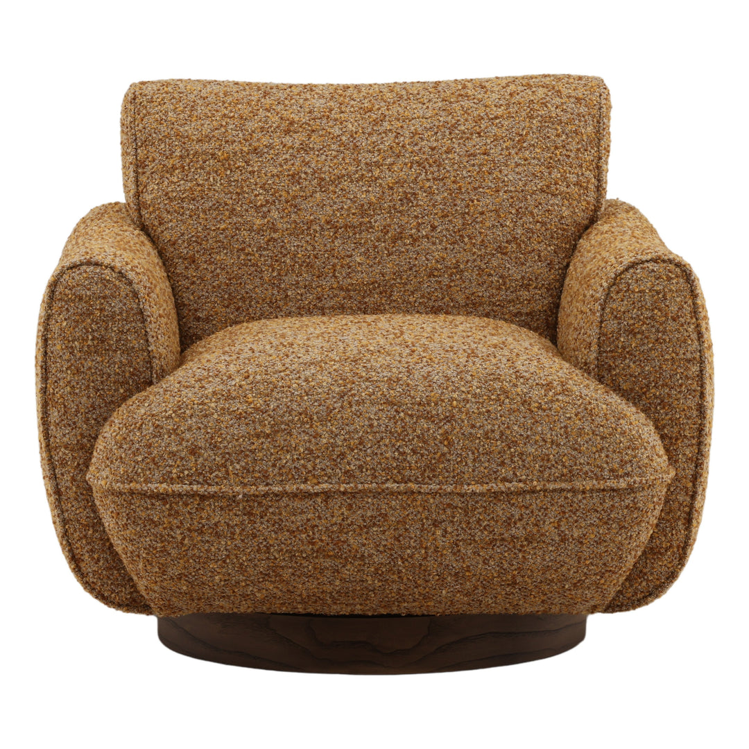 Ercilia Swivel Chair in Ginger front studio view - bouclé swivel chair by Dovetail - Whats New Furniture Portland OR