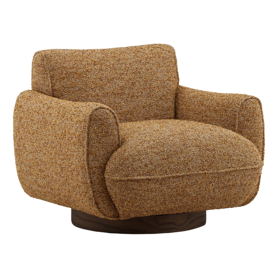Ercilia Swivel Chair in Ginger front three-quarter studio view - bouclé swivel chair by Dovetail - Whats New Furniture Portland OR