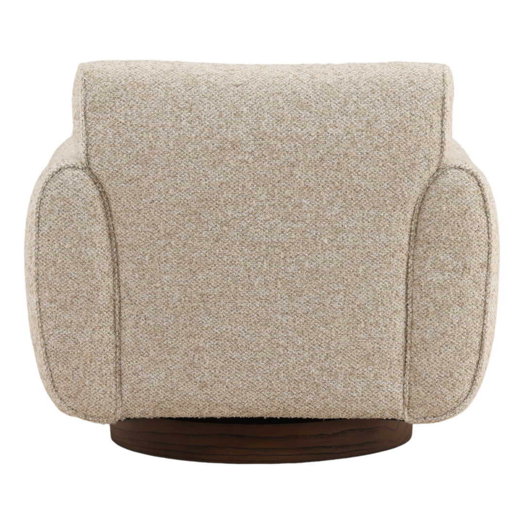 Ercilia Swivel Chair in Oatmeal back studio view - bouclé swivel chair by Dovetail - Whats New Furniture Portland OR