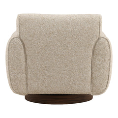 Ercilia Swivel Chair in Oatmeal back studio view - bouclé swivel chair by Dovetail - Whats New Furniture Portland OR