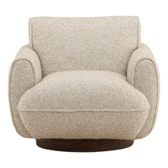 Ercilia Swivel Chair in Oatmeal front studio view - bouclé swivel chair by Dovetail - Whats New Furniture Portland OR