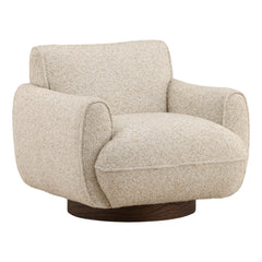 Ercilia Swivel Chair in Oatmeal front three-quarter studio view - bouclé swivel chair by Dovetail - Whats New Furniture Portland OR