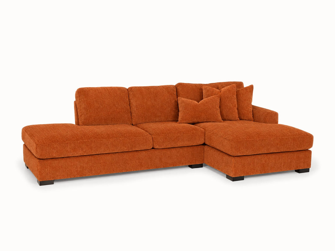 Aurora Sectional in Lush Papaya, RHF (right-hand chaise) - studio three-quarter view - Stanton - Whats New Furniture Portland OR