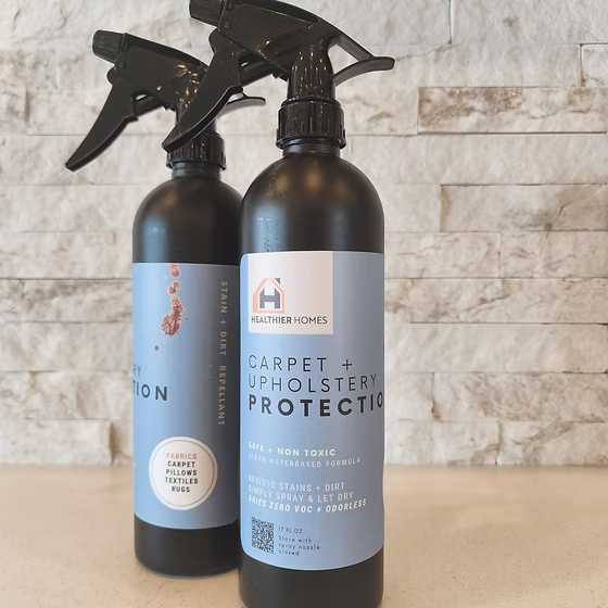 Healthier Homes carpet and upholstery protection spray bottles