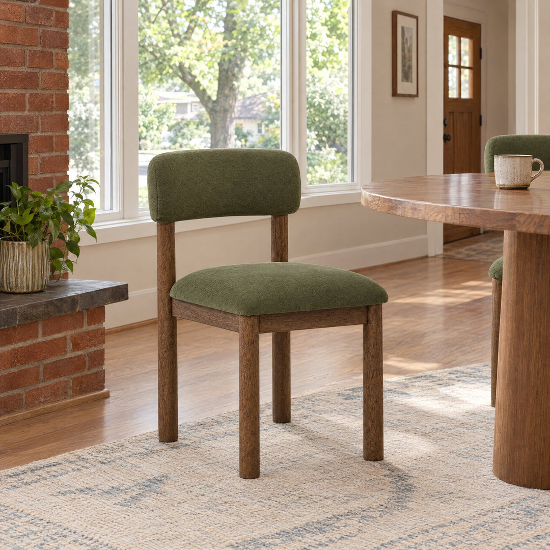 Faulkner Upholstered Dining Side Chair Moss Green styled in a Portland home - room view 3 - Whats New Furniture