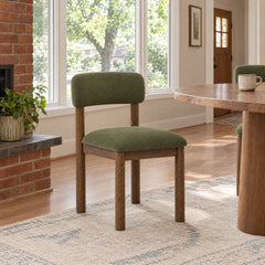 Faulkner Upholstered Dining Side Chair Moss Green styled in a Portland home - room view 3 - Whats New Furniture