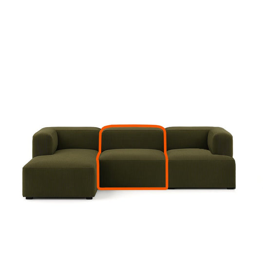 Fenway armless chair module highlighted in Wave Olive - modular sectional configuration guide - Whats New Furniture