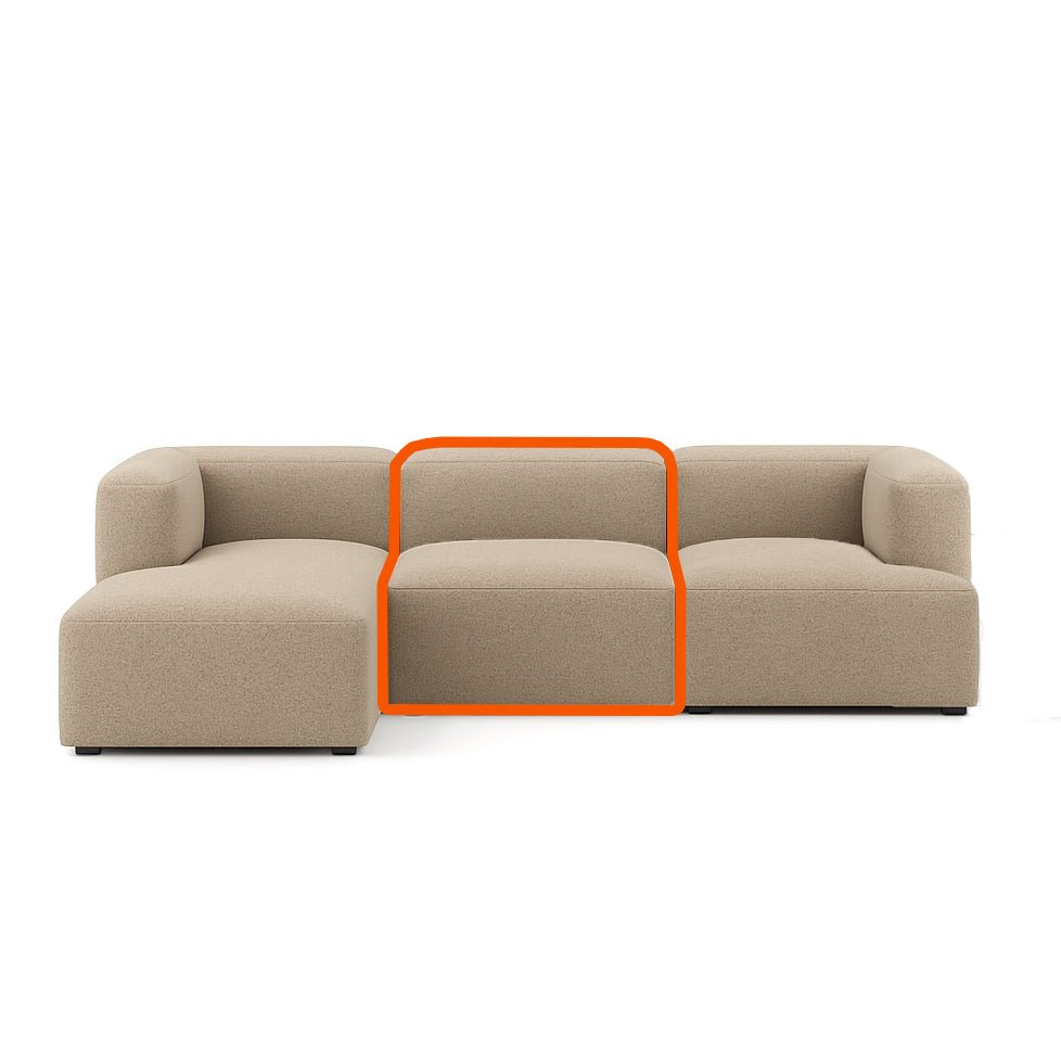 Fenway armless chair module highlighted in Crush Taupe - modular sectional configuration guide - Whats New Furniture