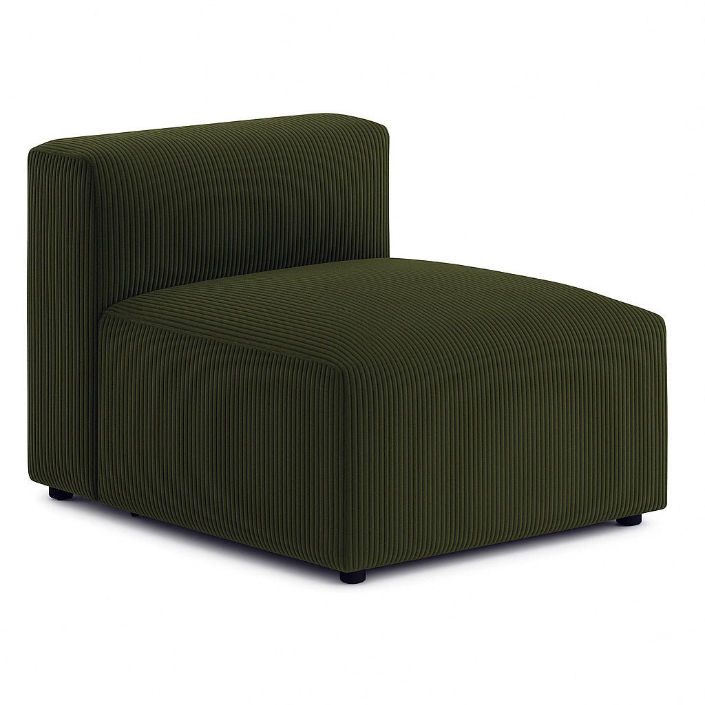 Fenway armless chair module in Olive Green Corduroy - individual modular sectional piece - Whats New Furniture Portland OR