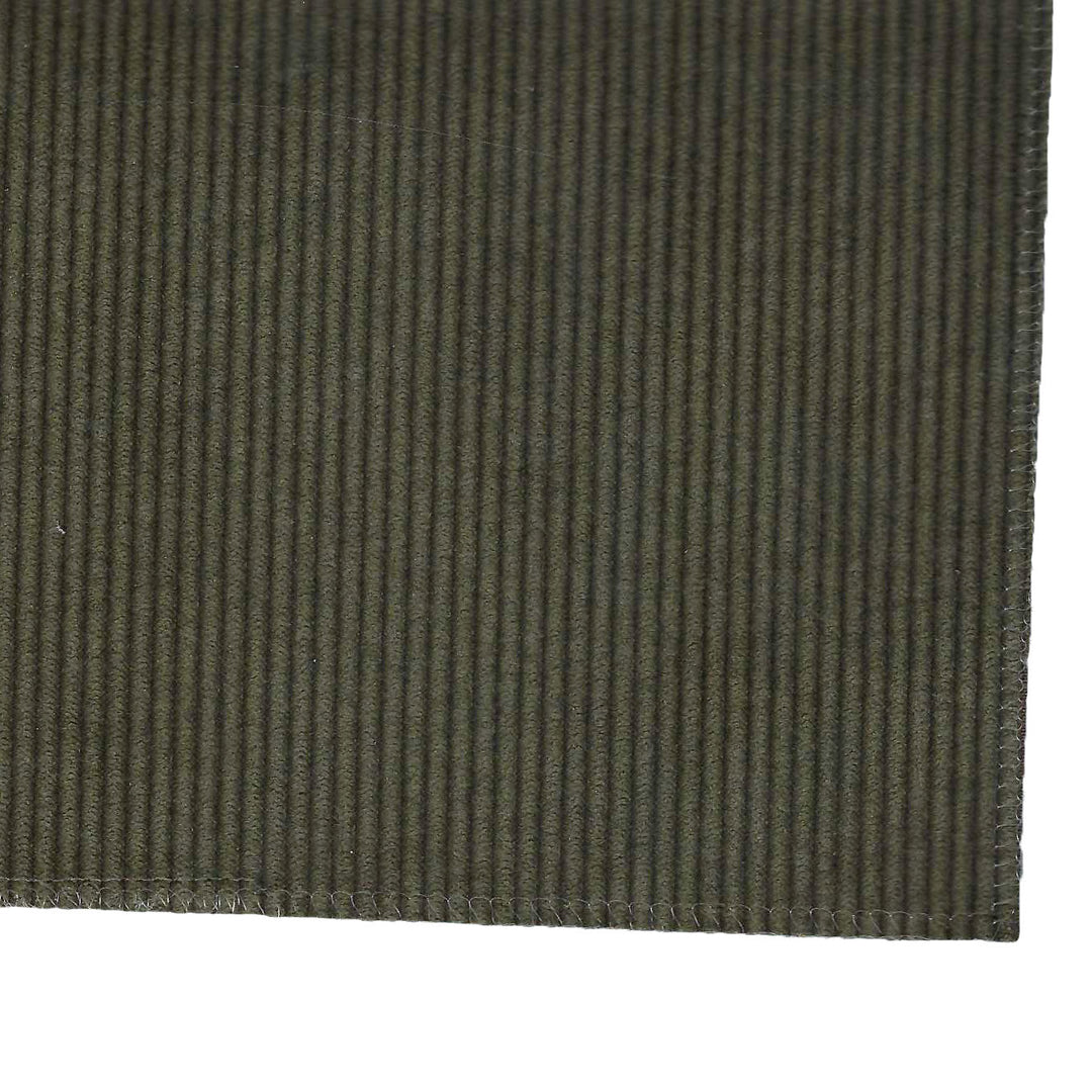 Olive Green Corduroy fabric closeup showing ribbed texture - Fenway Modular Sectional material swatch - Whats New Furniture