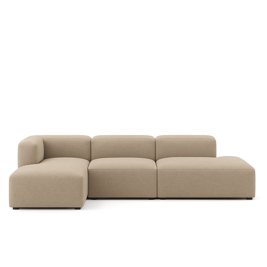 Fenway Modular Sectional in Wave Olive front view - fabric sectional with rounded cushions - Whats New Furniture Portland OR