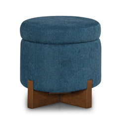 Fernhill Pouf Storage Ottoman in Blue side angle - storage pouf ottoman private label - Whats New Furniture Portland OR