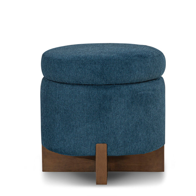 Fernhill Pouf Storage Ottoman in Blue - storage pouf ottoman private label - Whats New Furniture Portland OR