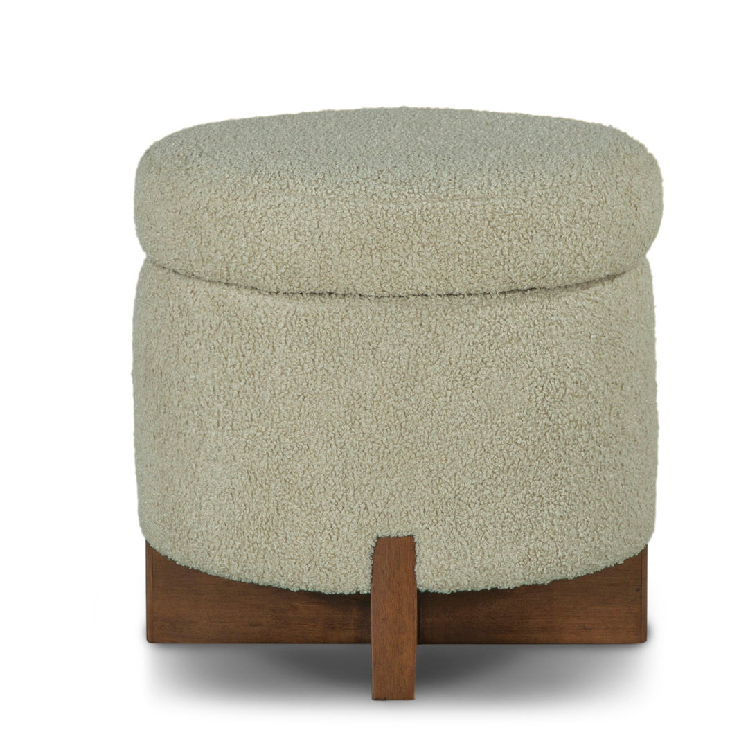 Fernhill Pouf Storage Ottoman in Cream variant side angle - storage pouf ottoman private label - Whats New Furniture Portland OR