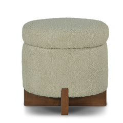 Fernhill Pouf Storage Ottoman in Cream variant side angle - storage pouf ottoman private label - Whats New Furniture Portland OR