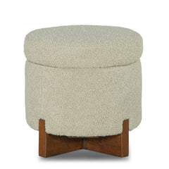 Fernhill Pouf Storage Ottoman in Cream variant front view - storage pouf ottoman private label - Whats New Furniture Portland OR